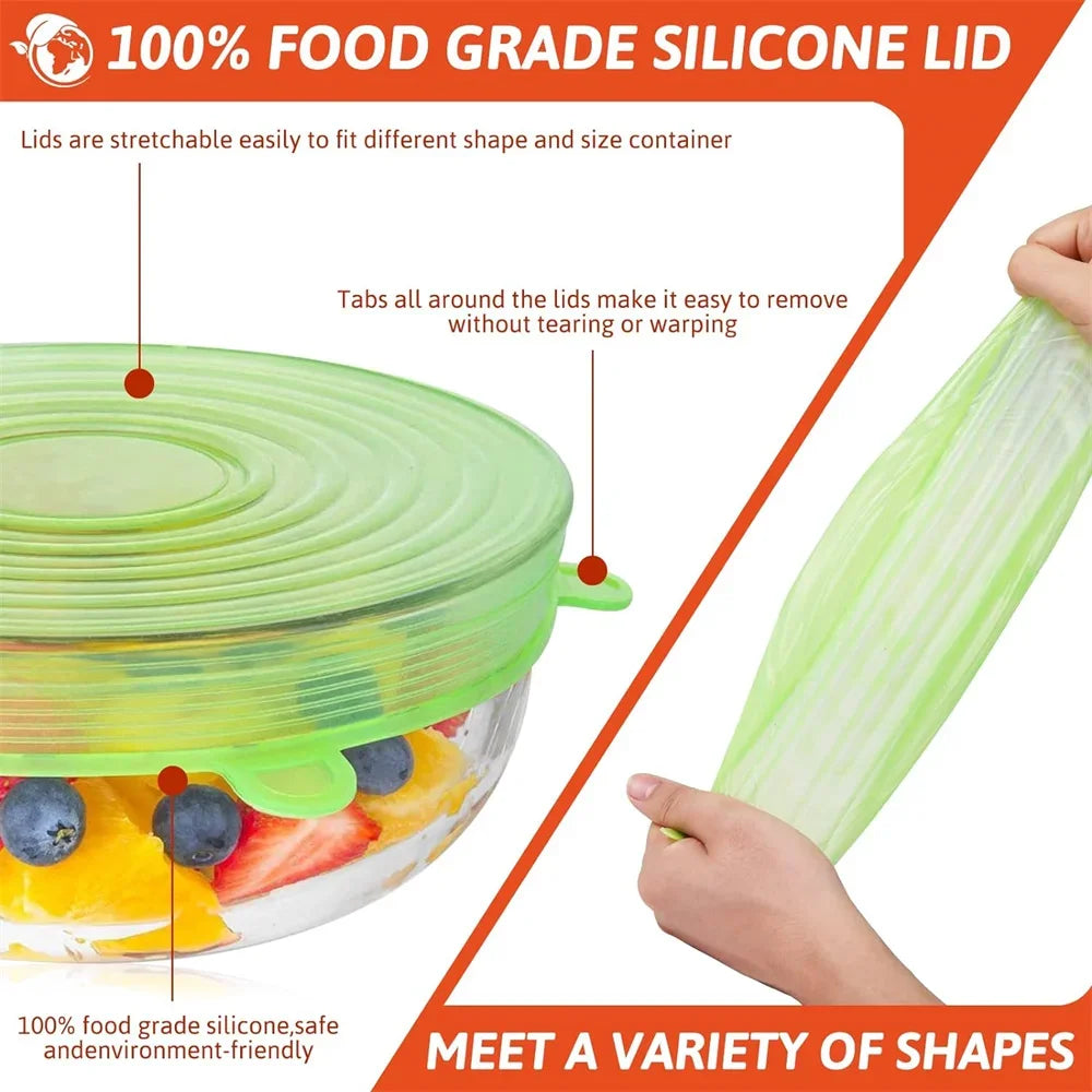 6 pcs Food Grade Silicone Preservation Cover