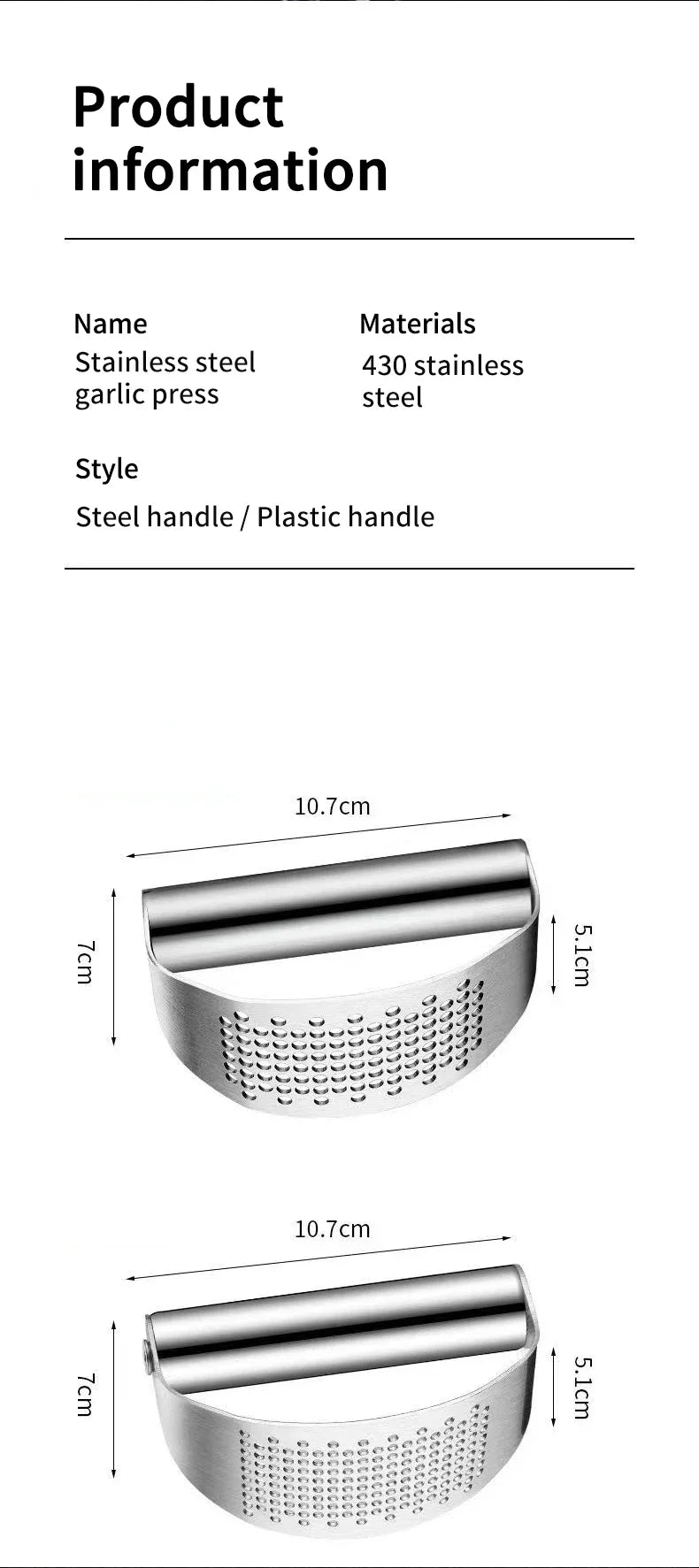 Stainless Steel Garlic Crusher