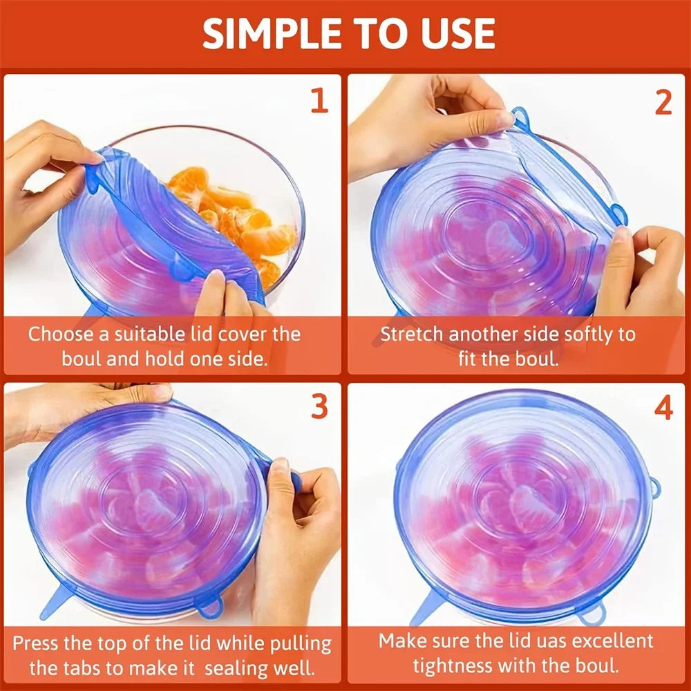 6 pcs Food Grade Silicone Preservation Cover